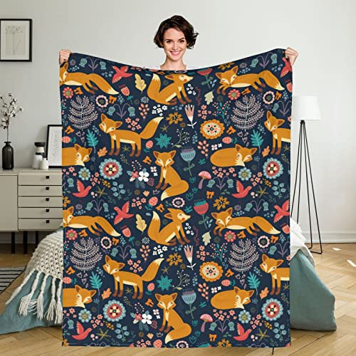 Flanell-Fleece-Überwurfdecke, Pixie Fuchs, leichte Überwurfdecke, Reisedecke, gemütlich, Plüsch, warme Decken mit 50.8x76.2 cm, Kissenbezug für Schlafzimmer, Wohnzimmer, Sofa, Büro, 202x152.4 cm