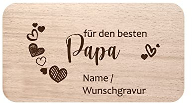 Frühstücksbrett Schneidebrett personalisiert zum Vatertag, aus Buche natur, Papa - Herz mit Eigenschaften, Geschenke für Papa, Geschenke für Opa, Danke Papa, Bester Opa, Geschenk Vatertag PB1