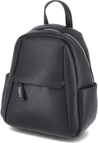 L.Credi Damen Rucksack Citypack Daypack OVIDIA Schwarz Kunstleder vegan