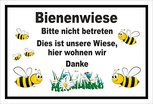 Melis-Folienwerkstatt Schild Bienen-Wiese Nicht betreten 45x30cm - 3mm Hartschaum – 20 VAR S00359-239-A
