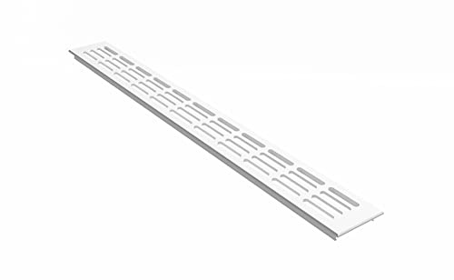 MS Beschläge Aluminium Stegblech Weiß RAL9016 Lüftungsgitter 60mm Breit pulverbeschichtet Türgitter Badbelüftung Lüftungsblech (Länge 1500mm)