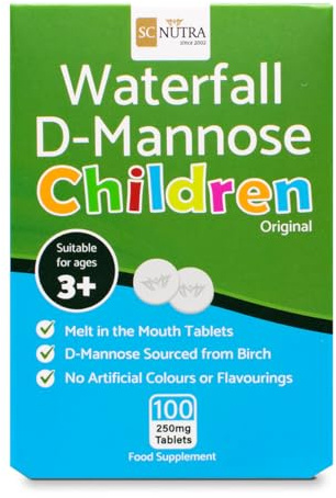 Waterfall D-Mannose for Children Melts (Melt in the Mouth Tablets) for Kids – Suitable for Boys & Girls 3+ | 250mg Melts – 100 Count - Original (No Flavour)