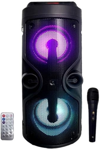 Altoparlante Bluetooth - Altoparlante portatile con modalità karaoke e microfono, radio FM e lettore USB e SD, luci LED da discoteca, altoparlante wireless