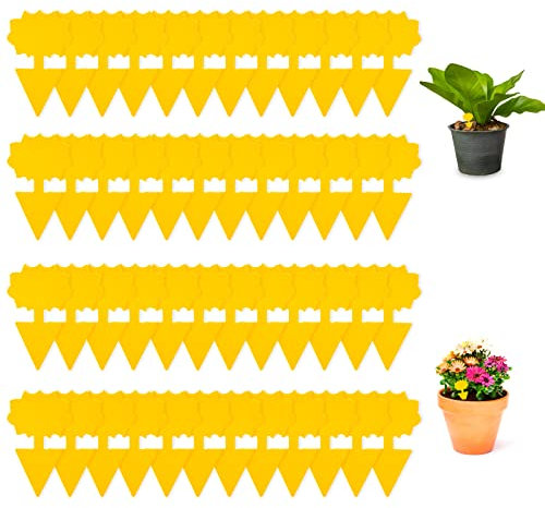 Fliegenfalle 24 Stück Fliegen Klebefalle Fliegenfalle Sticker Fliegenfänger Gelbsticker Mückenvernichter Insektenfänger Klebebrett für Garten Innenbereich Haus Pflanzen Insekten