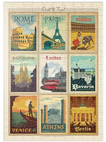 MyPuzzle Europe Travel, Collage, Vintage Poster - Premium 200 Teile Puzzle - MyPuzzle Sonderkollektion von Anderson Design Group