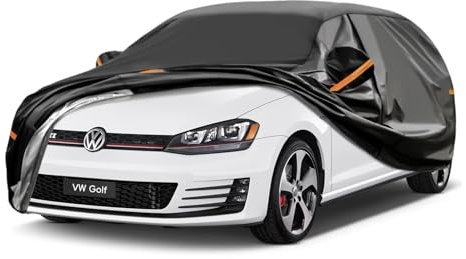 GUNHYI Autoabdeckung Wasserdicht und atmungsaktiv, Abdeckplane Geeignet für VW Golf, BMW 1er, Seat Leon, Vollgarage Autoplane mit 7 Schichten Material zum Schutz vor Schnee, Sonne.(415 zu 450 cm)