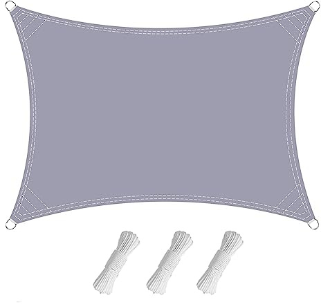 Voile d'ombrage, 2×5 M voile d'ombrage en tissu Oxford 420D imperméable et résistant aux déchirures avec œillets et cordes de fixation, protection UV, auvent léger pour balcon de terrasse jardin