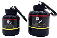 Porte-protéines kit de 30 et 60 grammes muscle Never Give Up, récipient et entonnoir portable pour protéines et autres suppléments