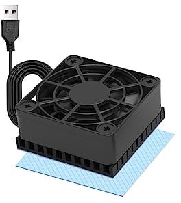PANO-MOUNTS 40mm Mini USB Radiator Desk Fan Silent and Efficient 4010 Fan with Included 5mm Aluminum Heat Sink and Thermal Pad for Graphics Cards Router HDD 3D Printer