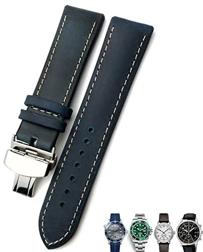BONOOL 20mm 21mm 22mm Lederarmband Schwarz Braun Uhrenarmbänder für Rolex für Omega Seamaster 300 für Hamilton für Seiko für IWC für Tissot Armband (Farbe: 10 mm Goldverschluss, Größe: 22 mm)