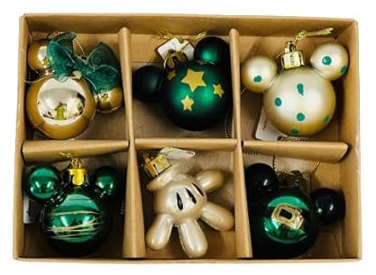 Mickey & Minnie Mouse Hanging Baubles Pack Of 6 Xmas Tree Decoration Gold Green Novelty Home Décor Party Reusable Durable Holiday Fun Gift