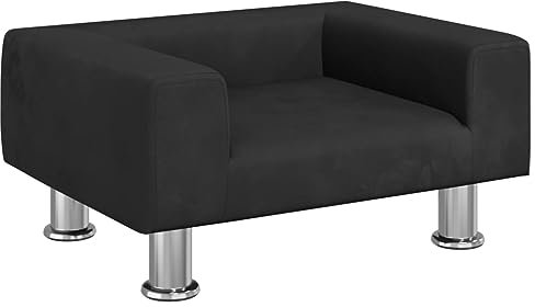 vidaXL Kindersofa, Couch für Kinder, Kindercouch mit runden Kanten, Kindersessel Minisofa Polstersofa Kindermöbel Sofa Kinderzimmer, Schwarz Samt