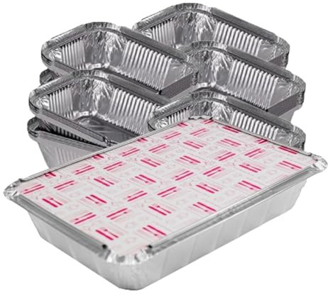 ACESA - Envases de Aluminio Desechables con Tapa – 100 bandejas de Aluminio Desechables - Bandeja para Horno - Envases aluminio desechables para alimentos - Ideales para eventos (900ml)