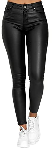 Leder Leggings Damen Push Up Kunstleder Leggings High Waist PU Lederleggings Hose Lederhose Stretch Skinny Leggings Smooth Strumpfhose Latex Lack Catsuit Übergrößen Wetlook Macht Die Figur Schlanker