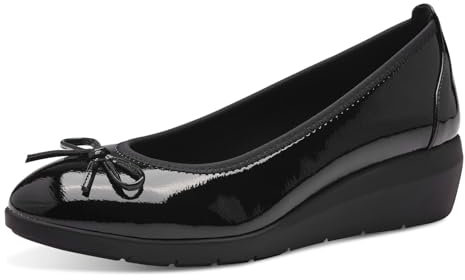 Jana Damen Ballerinas mit Keilabsatz Vegan, Schwarz (Schwarz Lack), 37 EU