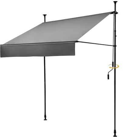 BelleMax Klemmmarkise Markise Balkon ohne Bohren, 300 cm x 125 cm Grau, Balkonmarkise mit Handkurbel, Sonnenschutz terrassenüerdachung, Wasserdicht, UV-bestädig und Höenverstellbar