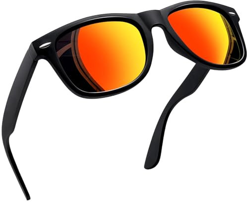 Joopin Rechteckige Sonnenbrille Herren Orange Verspiegelt und Sonnenbrille Damen Polarisiert UV400 Quadratische Vintage Brillen (Schwarz Orange Rot)