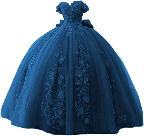 Fuomomo Robe de Quinceanera en Dentelle perlée, Robe de Bal, épaules dénudées, Robes de soirée pour Femmes, 15 à 16 Ans