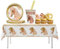 Aszaui 70 Pièces Vaisselle Cheval Anniversaire, Décorations Anniversaires Cheval,Deco Cheval Anniversaire pour Enfant,Vaisselle de Fête Cheval Comprenant Assiette,Tasse,Nappe,Paille, pour 15 Invités