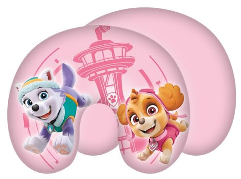 Nickelodeon Paw Patrol Reisekissen Nackenkissen mit Skye, Everest in Pink, Hunde, Größe 28 x 33 cm, 100% Polyester