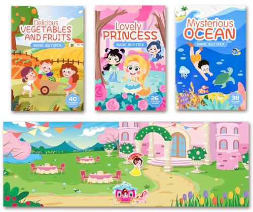 GOGOLAN Wiederverwendbare Sticker Bücher 110 Pcs, 3D Sticker Szenen Buch Flugzeug Aktivitäten, Pädagogische Lernspielzeug, Geschenke für Kinder (3 Packs)