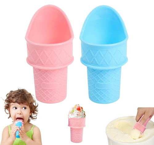 Petite Cuillère à Glace Multifonctionnelle 2 en 1, Coupes à Glace en Plastique, Coupelle Dessert, Bols à Glace, Gobelets à Cornets de Glace, pour Ramasser et Remplir la Crème Glacée (2pc)