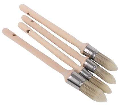 Round Paint Brush Tools w/Wooden Handle for Sash Baseboards 0.6-1 Pack of 4