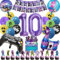 Fortnit Geburtstagsdeko 10 Jahre Junge, 51 Stück Gaming Party Geburtstag Deko, Fortnit Luftballon 10. Geburtstag Junge Set, 3D Lila Luftballons Fortnit Gamer Geburtstagsdeko für Kinder (10 Jahre)