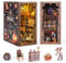 ITEFDTUTNE Book Nook Kit für Erwachsene, DIY Miniatur Puppenhaus Booknook Kit mit Led-Licht, 3D Holz Bücherregal Puzzle Booknook einfügen Dekor Handwerk für Erwachsene Teenager Geschenke, Magic Night
