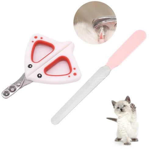 Cat Nail Clippers with Safety Guard, Cat Claw Clipper with 2mm&3mm Positioning Hole, Kitten Nail Clipper Cat Nail Trimmer for Cats Kittens Rabbits Hamsters Birds Small Pets (Contains Nail File)