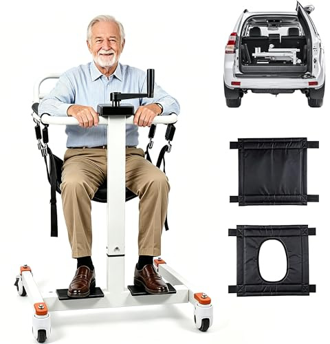Fauteuil Releveur Pour Transfert de Patients, Fauteuil Roulant Releveur Pliable à Usage Domestique, Chaise Percée/Chaise de Douche Rembourrée, équipement D'aide Aux Personnes Handicapées