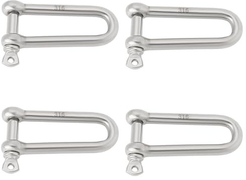 The Lord of the Tools Lot de 4 manilles en D de 8 mm en acier inoxydable 316 avec bol à œil pour sports nautiques, jardin, aménagement paysager, activités de plein air et de camping