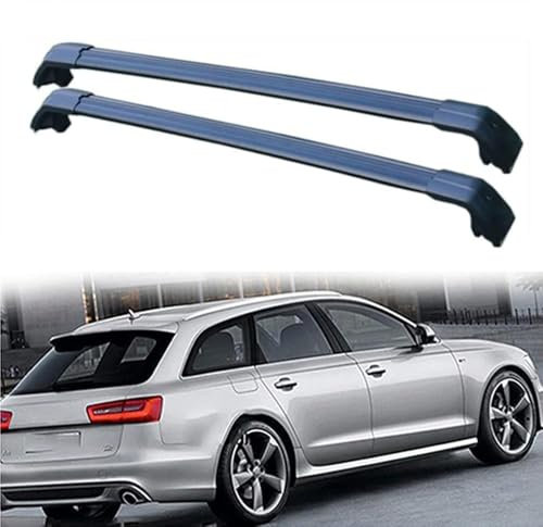 KIUYNHMSI 2Stück Auto Dachträger für Audi A6 Avant 4G5, 4GD, C7 2011-2018, Alu Dachgepäckablage Dachboxen Querträger Relingträger Reisen Camping Zubehör,A/Black