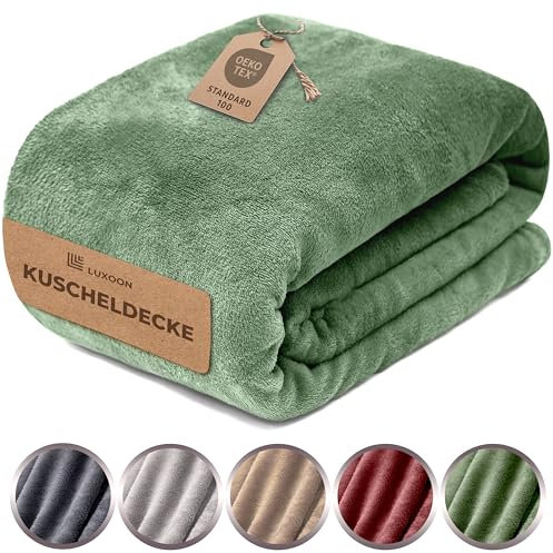 Luxoon Fleecedecke Flauschig Warm Winter – Kuscheldecke für Gemütliche Winterabende, Ultra Weich und Wärmend, Ideal für Sofa und Bett, 100% Polyester, Farbe 1er Pack 230x270cm, Salbei Grün