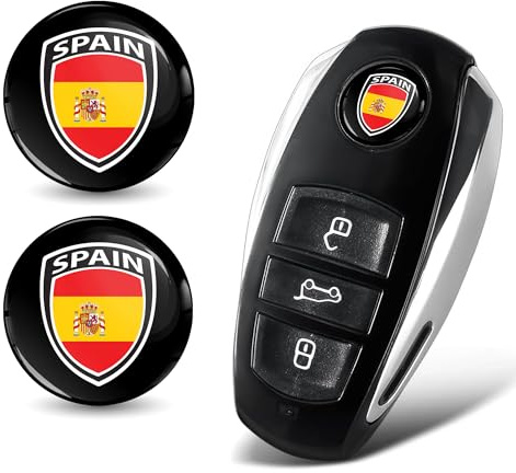 SkinoEu 2 x Ø14mm 3D Schlüssel Emblem Aufkleber Stickers Für Fernbedienung Auto Moto Logo Key Badge Tuning Spanishe Flagge Spain Flag KSK 10