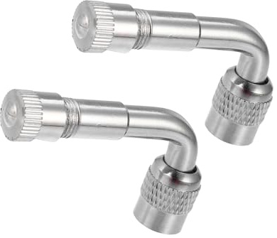 Motoforti 2Pcs Copper Nickel Plated Tyre Valve Extension Adaptor 90 Degrees | Tire Valve Stem Caps, Long-lasting, Copper Nickel Plated