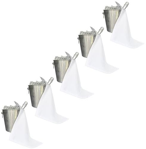 Catering BottleCloths, 42 cm, Policotón, Anillo Cosido en Esquina (Blanco, Paquete de 5)