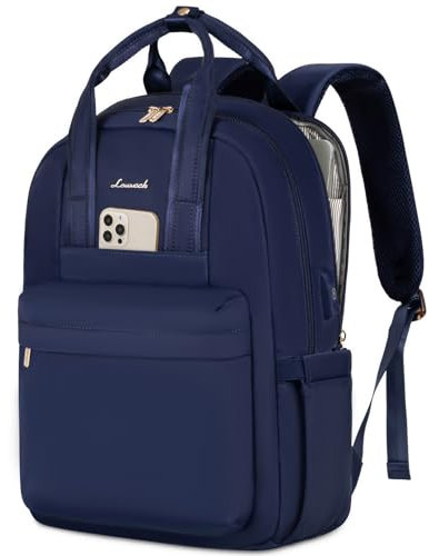 LOVEVOOK Sac à dos pour femme - Avec compartiment pour ordinateur portable - Étanche - Élégant - Pour le travail, l'université, le bureau, les voyages, bleu marine, 15,6