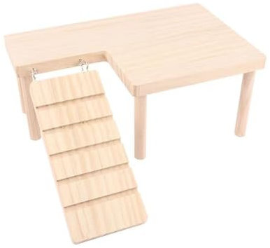 fufupaw Hamster Plattform, Hamster Etage with Ladder Bridge, Climbing Platform for Small Pets, Wooden Play Structure for Rats, Gerbils, Chinchillas, Squirrels and Pet Birds, Cage Toy