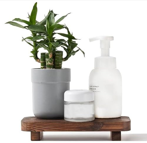 SOMEDA® Rustikales Deko-Holztablett – 22x10 cm, Vintage Holz-Podest für Badezimmer & Wohnzimmer, ideal für Seifenspender, Kerzen & Pflanzen, Braun