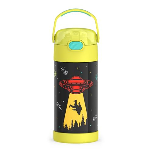 THERMOS FUNTAINER Water Bottle with Straw, 12oz, Out of This World | Kids Stainless Steel Insulated Water Bottle, Keeps Drinks Cold Longer for School & Play, BPA-Free