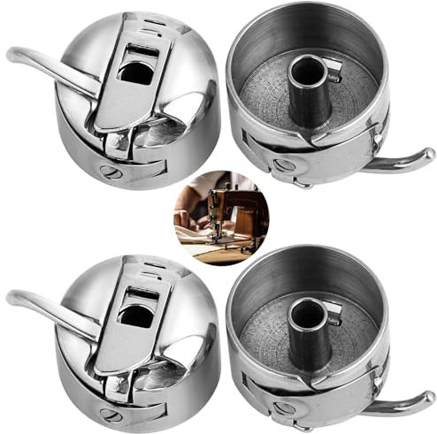 4 Stück Edelstahl Spulenkapseln, Universal Spulenkapsel für Nähmaschinen, Kompatibel mit Frontlader der Klasse 15, Langlebig und Praktisch für Professionelle und Hobby Schneider, Durchmesser 22,75 mm