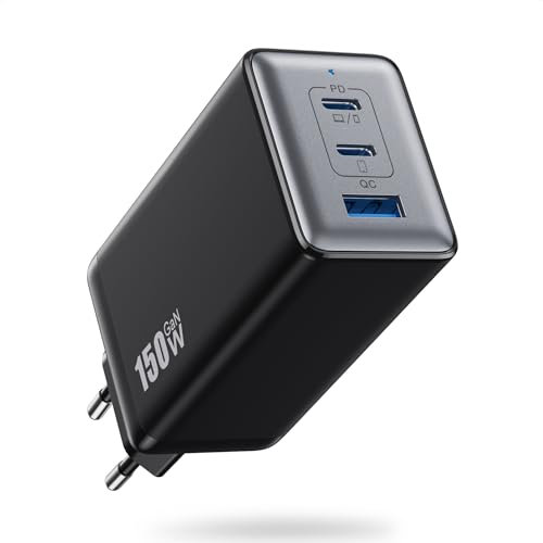 150W Chargeur USB C, 3 Ports PD+PPS 100W Chargeur Rapide avec GaN IV Tech Compact Prise USB C Multiple Adaptateur Laptop Compatible avec MacBook Pro/Air, i-Pad, iPhone16/15, Galaxy S24 Ultra, Dell XPS