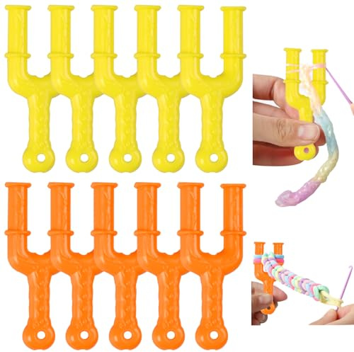 10PCS Acrylic Model Y Slingshot Loom Rubber Bands for Bracelets Rubber Band Clips Plastic Jewelry Connectors Rubber Slingshot Knitting for Necklace Bracelet Making Colorful Clasp (Orange, Yellow)