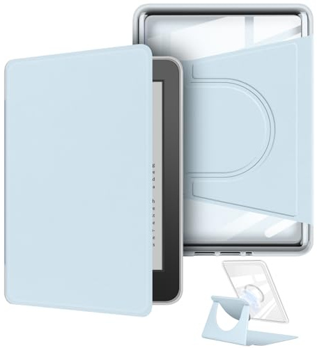 Custodia girevole a 360 gradi per Kindle da 6 pollici (10a generazione - 2019, modello NO. J9G29R), design magnetico staccabile, custodia protettiva regolabile con supporto posteriore trasparente con