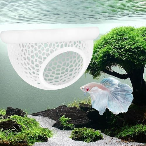 Schwimmende Betta Hide & Shrimp Cave - 3D Printed Aquarium Hängematte & Feeder Ring - Schwimmendes Fischversteck für Bettas, Garnelen, Corydoras - PLA Sicherer Ruheplatz für Nano Tanks & Kleine