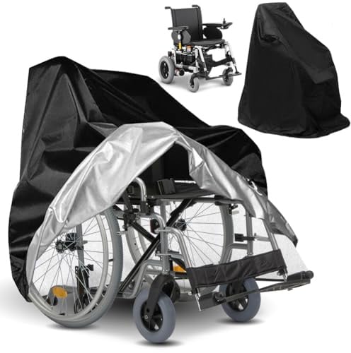Wasserdichte Rollstuhl Abdeckung, 100 x 75 x 100cm Schutzhülle für Rollstuhl, 210D Oxford Staubdicht Abdeckplane Rollator, Faltbar Regensichere Abdeckung für Elektrorollstühle, Rollatoren