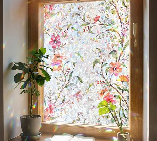 Pellicola per finestre in vetro colorato, privacy per finestre in vetro, pellicola per la privacy in vinile smerigliato senza colla statica per casa, cucina, ufficio, bagno, laser Sanguinaria 45 x 200