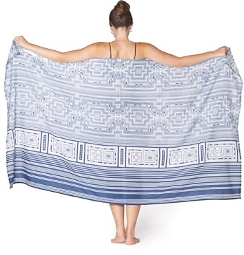 PANASIAM Sarong Tuch Indigo - Pareo Tuch - XL Strandtuch - 100% Baumwolle | für Damen & Herren, als Wickelrock, leichtes Strandkleid, Bikini Cover-up oder Lunghi, atmungsaktiv, Wandbehang handgefärbt