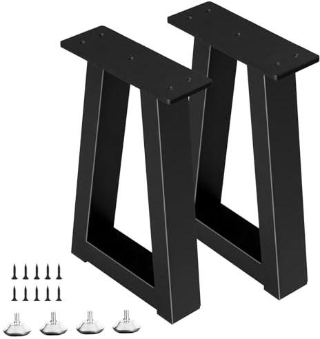 Rioychan 35,5 cm trapezförmige Metall-Tischbeine, DIY-Möbelbeine für Couchtisch, Bank, Hocker, Schrank, Stühle - Fußset, 2 Stück, Schwarz (35,5x24cm)